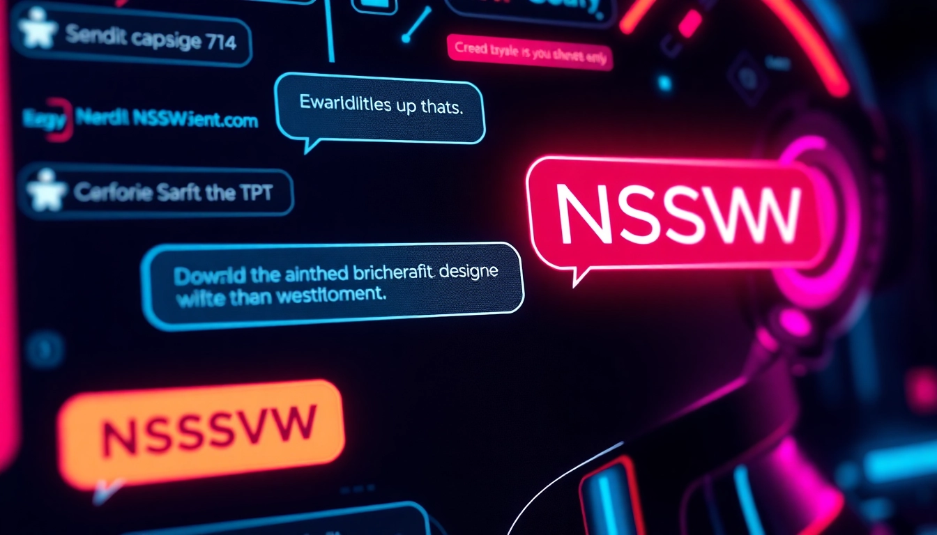 Engaging nsfw ai chat interface showcasing unfiltered adult conversations with vibrant neon design for realistic digital intimacy.