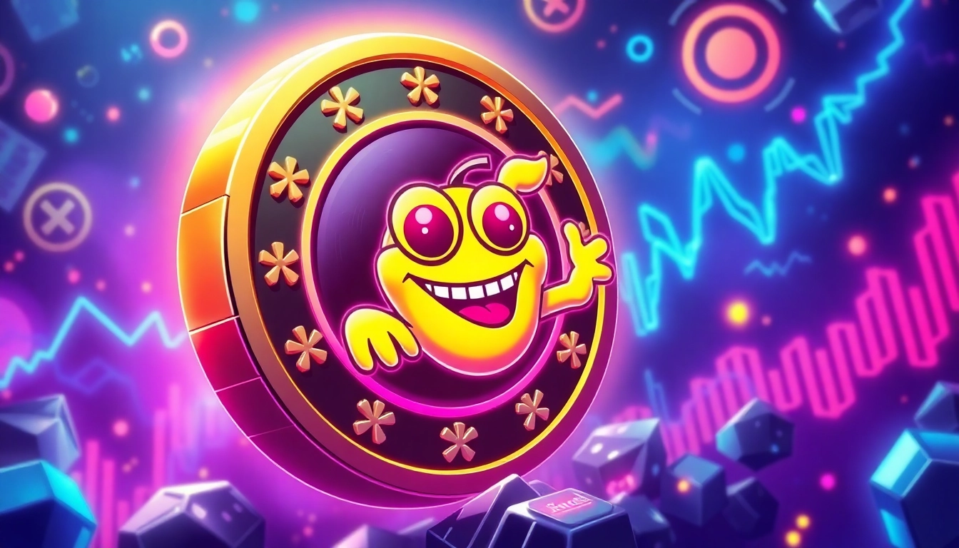 Pepe Meme Coin Price analysis with Pepe mascot rising alongside digital charts and blockchain