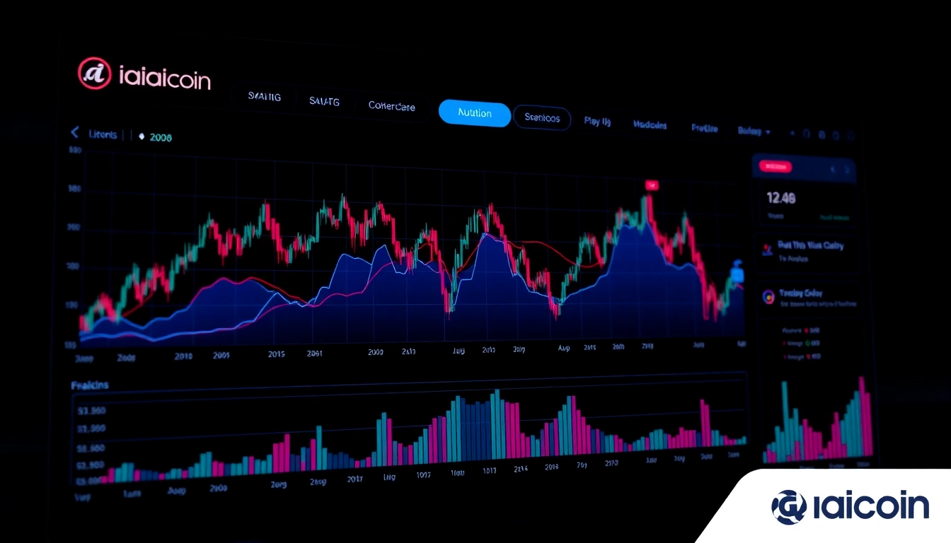 High-tech aicoin trading dashboard with real-time charts and analytics for investors and traders